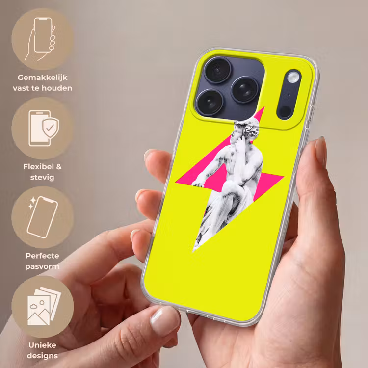 Beeld - Man - Bliksemschicht - Geel Telefoonhoesje iPhone 17 Pro klein -sfeer3_NL