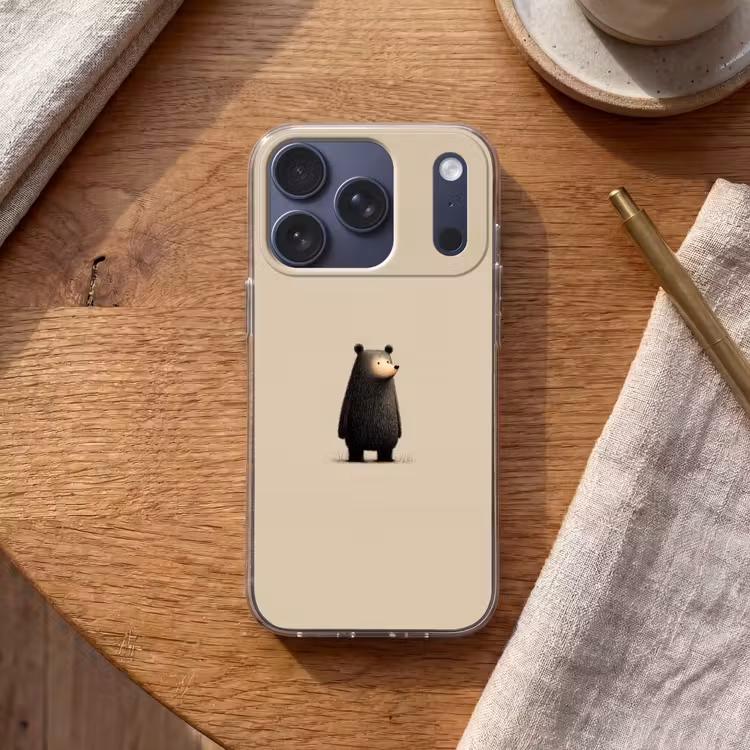 Beer - Donkerbruin - Minimalistisch Telefoonhoesje iPhone 17 Pro klein -sfeer1