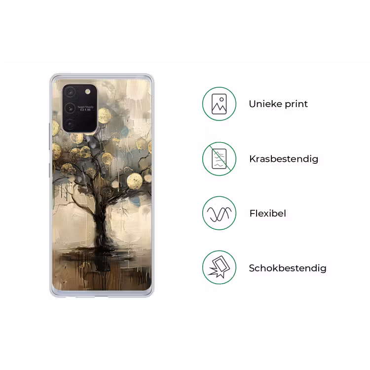 Beige - Abstract - Boom - Goud Telefoonhoesje Samsung Galaxy S10 Lite klein -specsS10Lite