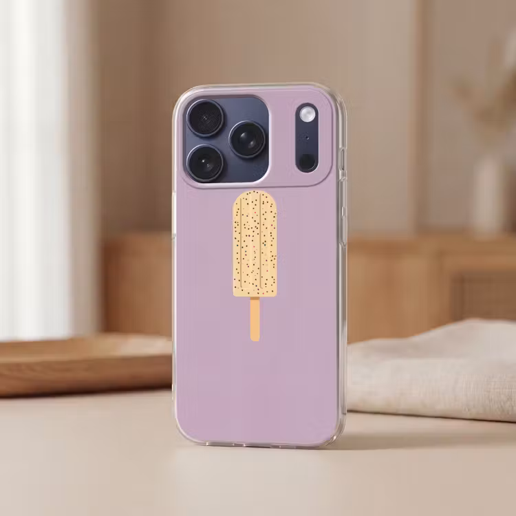 Beige - Ijsje - Spikkels Telefoonhoesje iPhone 17 Pro klein -sfeer2