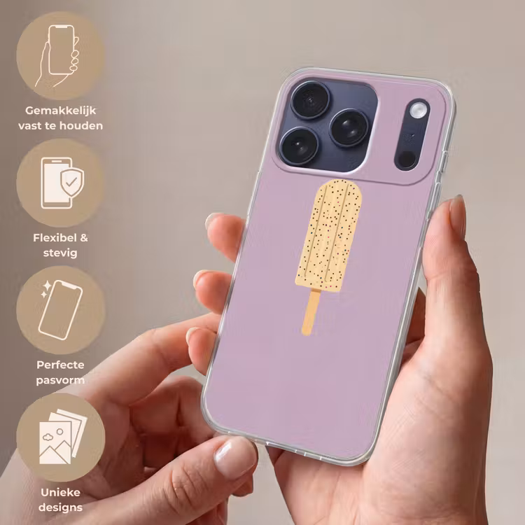 Beige - Ijsje - Spikkels Telefoonhoesje iPhone 17 Pro klein -sfeer3_NL