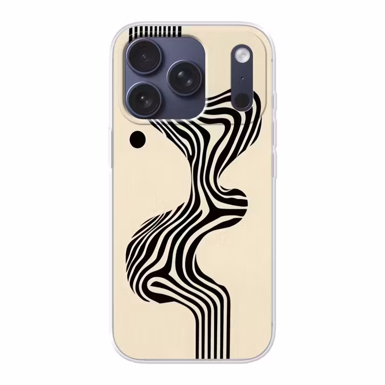 Beige - Lijnen - Golvend - Abstract Telefoonhoesje iPhone 17 Pro klein -3d