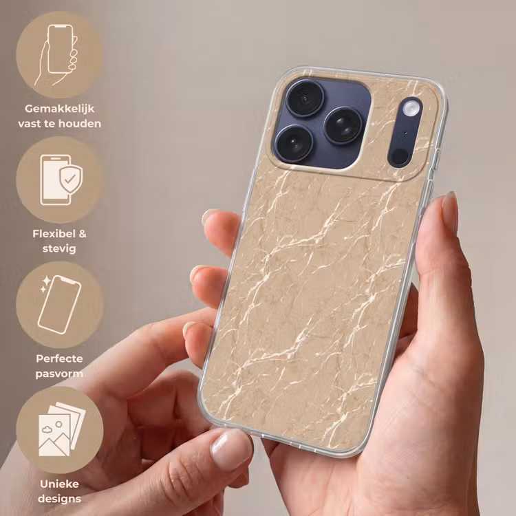 Beige - Marmer - Organisch - Wit Telefoonhoesje iPhone 17 Pro klein 878 -sfeer3_NL