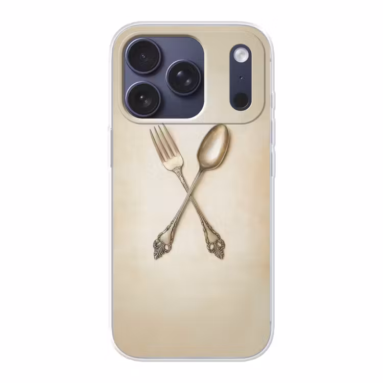 Beige - Vintage - Bestek Telefoonhoesje iPhone 17 Pro klein -3d