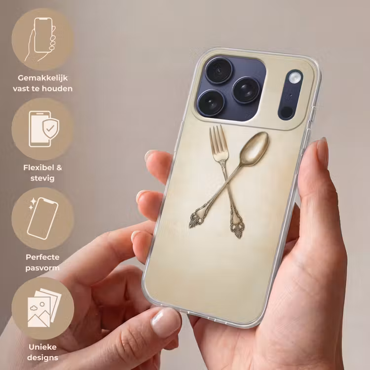 Beige - Vintage - Bestek Telefoonhoesje iPhone 17 Pro klein -sfeer3_NL