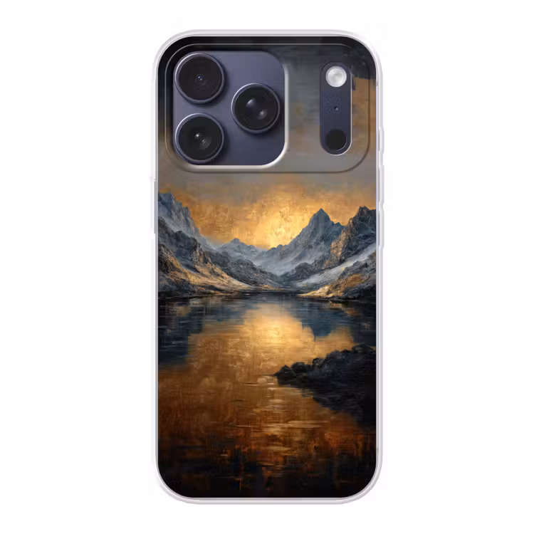 Berglandschap met Gouden Zonsondergang Telefoonhoesje iPhone 17 Pro klein -3d