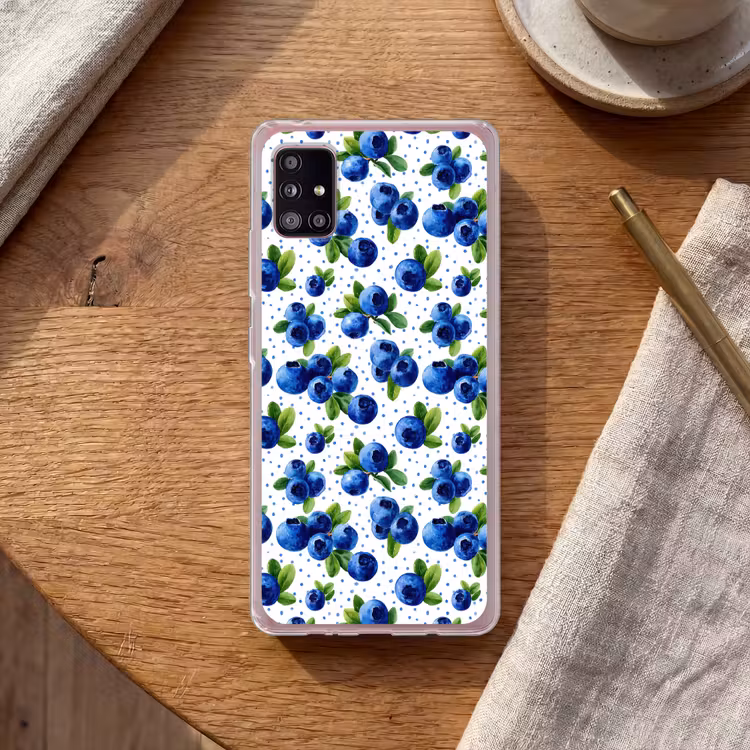 Bessen - Patroon - Blauw Telefoonhoesje Samsung Galaxy A51 5G klein 373 -sfeer1