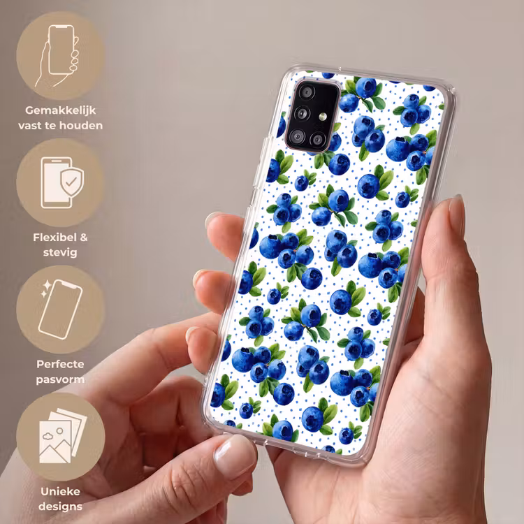 Bessen - Patroon - Blauw Telefoonhoesje Samsung Galaxy A51 5G klein 373 -sfeer3_NL