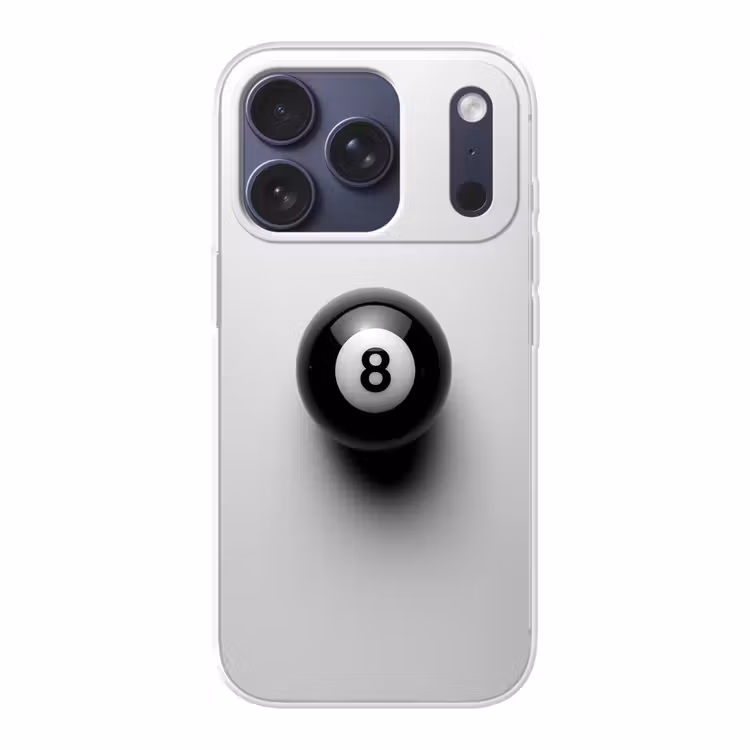 Biljartbal - Getal - Acht - Wit Telefoonhoesje iPhone 17 Pro klein -3d
