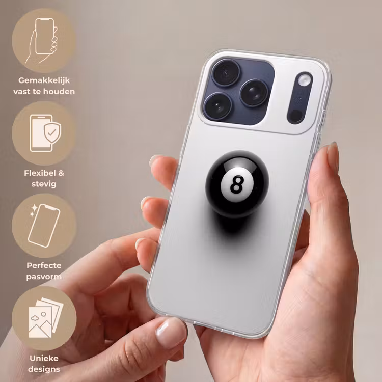 Biljartbal - Getal - Acht - Wit Telefoonhoesje iPhone 17 Pro klein -sfeer3_NL