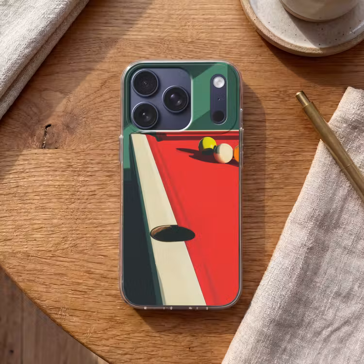 Biljarttafel - Ballen - Rood - Schaduw Telefoonhoesje iPhone 17 Pro klein -sfeer1