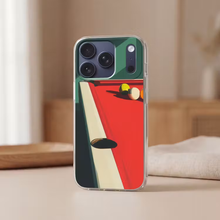 Biljarttafel - Ballen - Rood - Schaduw Telefoonhoesje iPhone 17 Pro klein -sfeer2