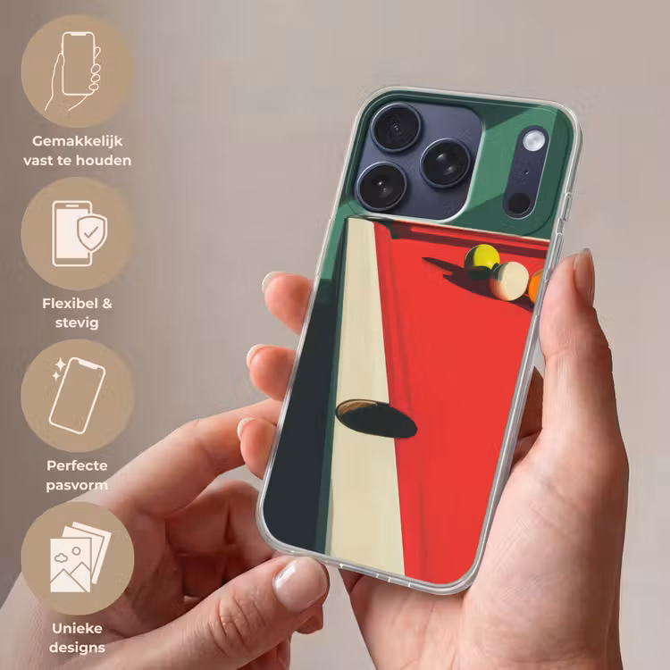 Biljarttafel - Ballen - Rood - Schaduw Telefoonhoesje iPhone 17 Pro klein -sfeer3_NL