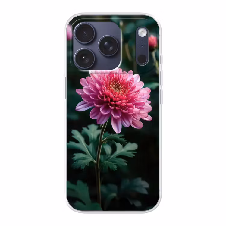 Blad - Chrysant - Roze - Schaduw Telefoonhoesje iPhone 17 Pro klein -3d