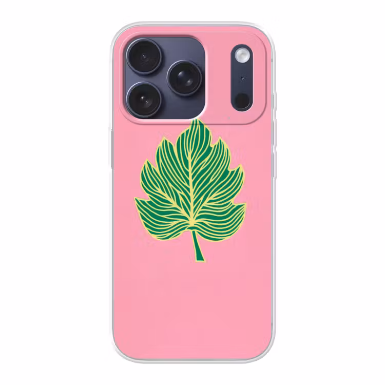 Blad - Groen - Illustratie - Minimalistisch Telefoonhoesje iPhone 17 Pro klein -3d
