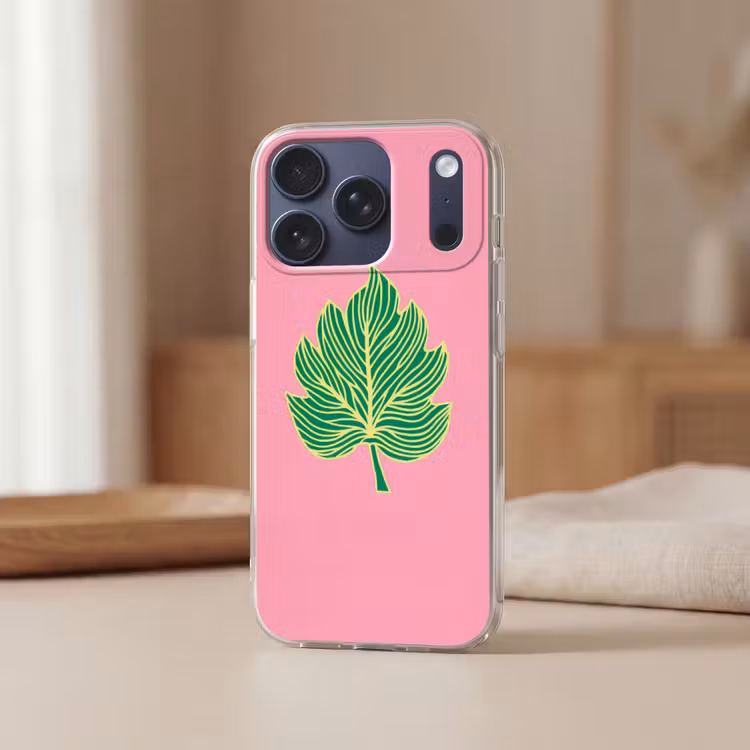 Blad - Groen - Illustratie - Minimalistisch Telefoonhoesje iPhone 17 Pro klein -sfeer2