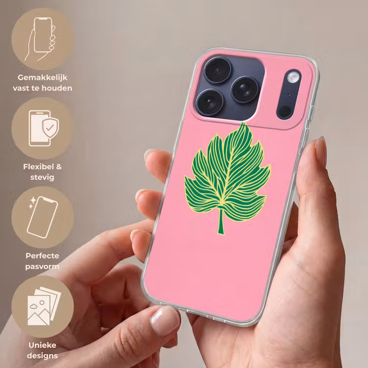 Blad - Groen - Illustratie - Minimalistisch Telefoonhoesje iPhone 17 Pro klein -sfeer3_NL