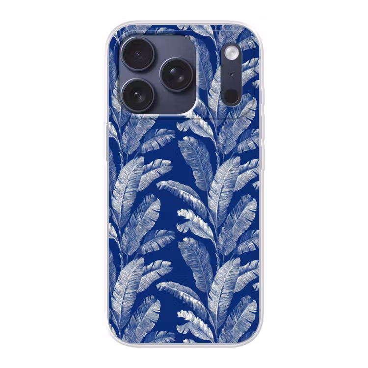 Blad - Palm - Blauw Telefoonhoesje iPhone 17 Pro klein 878 -3d