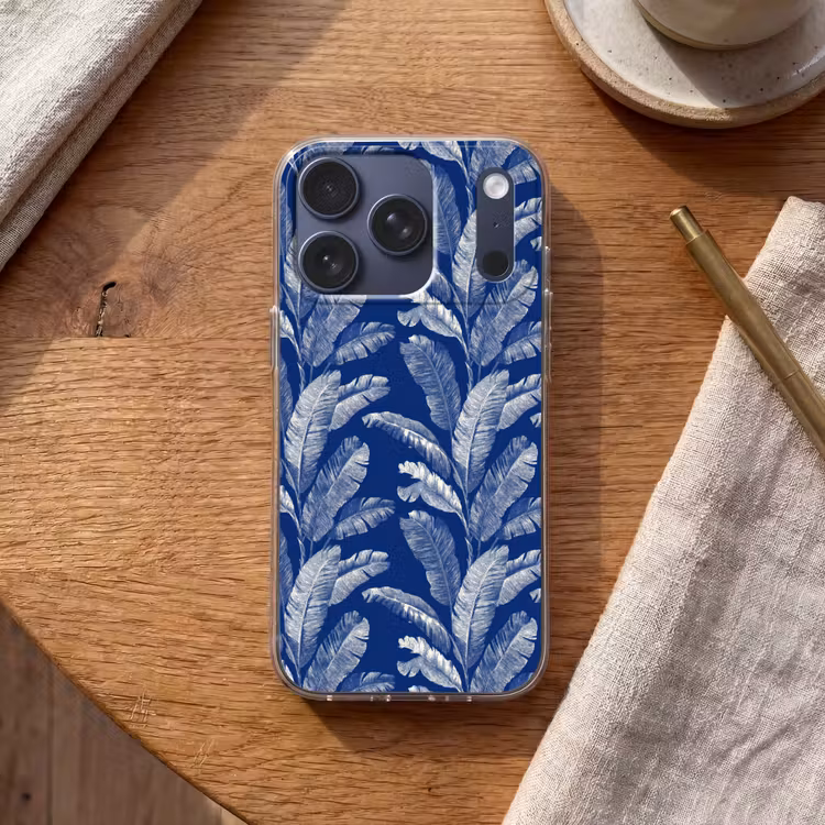 Blad - Palm - Blauw Telefoonhoesje iPhone 17 Pro klein 878 -sfeer1