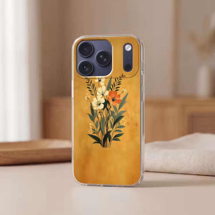 Bladeren - Boeket - Bloemen - Geel Telefoonhoesje iPhone 17 Pro klein -sfeer2