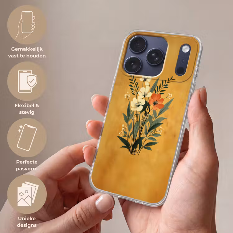 Bladeren - Boeket - Bloemen - Geel Telefoonhoesje iPhone 17 Pro klein -sfeer3_NL