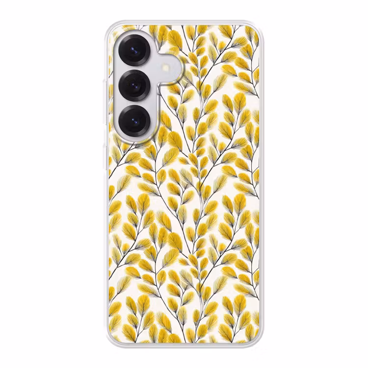Bladeren - Botanisch - Elegant - Geel - Zwart Telefoonhoesje Samsung Galaxy S26 klein 975 -3d