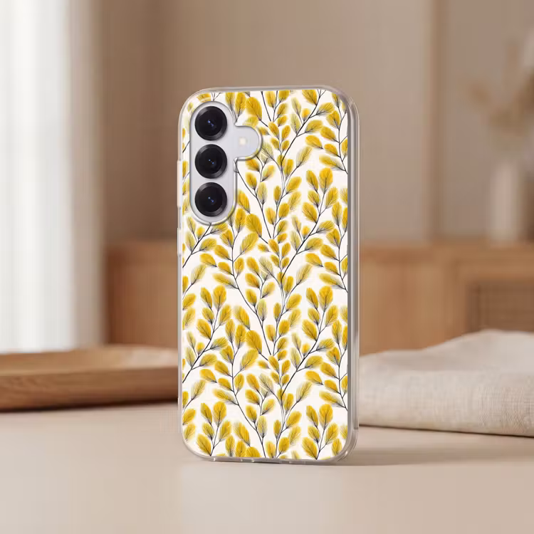Bladeren - Botanisch - Elegant - Geel - Zwart Telefoonhoesje Samsung Galaxy S26 klein 975 -sfeer2