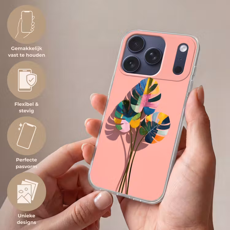 Bladeren - Geschilderd - Vlakken - Kleurrijk Telefoonhoesje iPhone 17 Pro klein -sfeer3_NL
