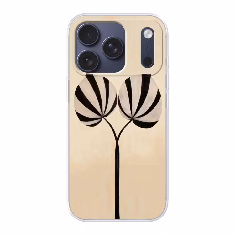 Bladeren - Gestreept - Stengel - Beige Telefoonhoesje iPhone 17 Pro klein -3d