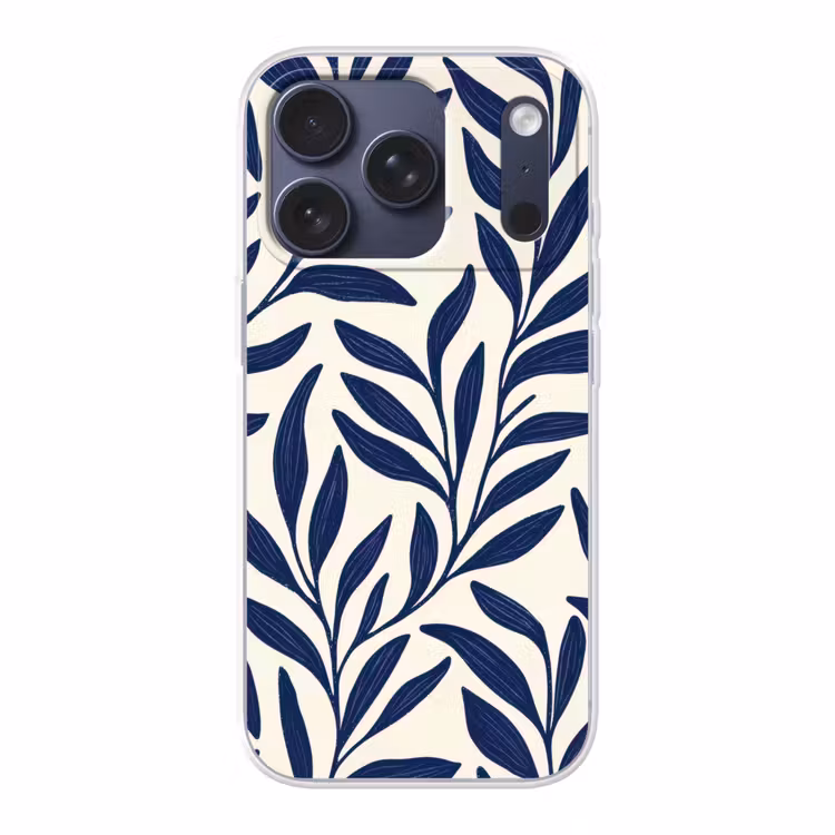 Bladeren - Klimop - Donkerblauw Telefoonhoesje iPhone 17 Pro klein -3d