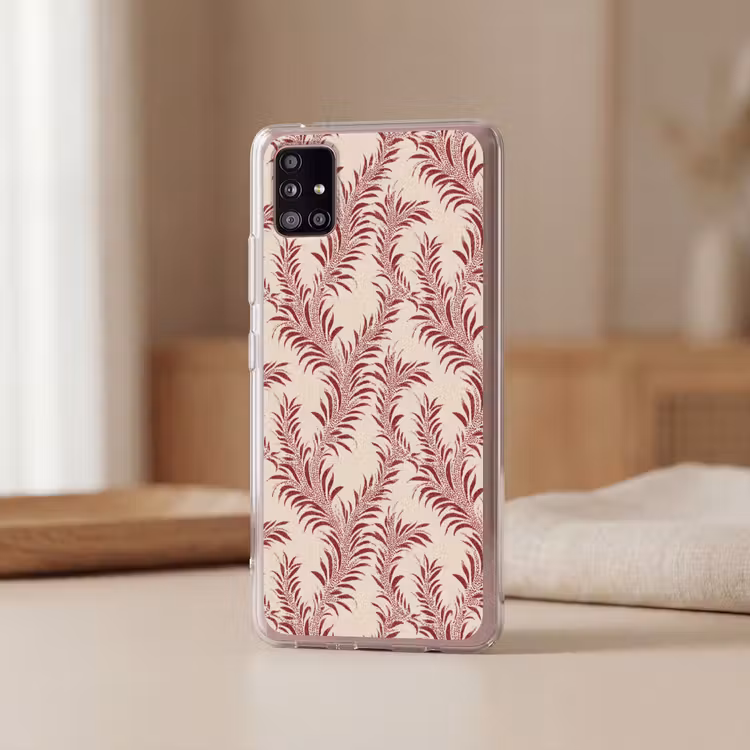 Bladeren - Linnen - Rood Telefoonhoesje Samsung Galaxy A51 5G klein 373 -sfeer2
