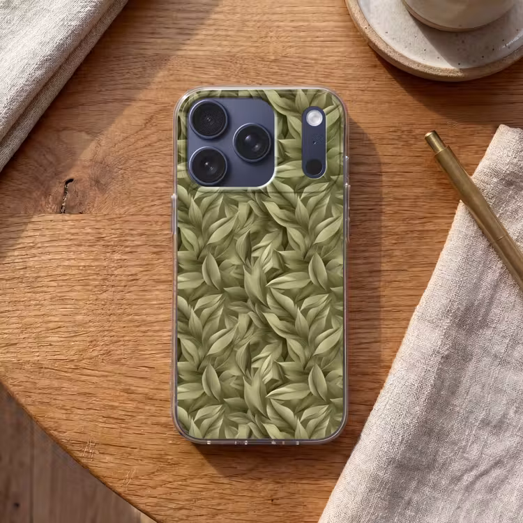 Bladeren - Modern - Groen Telefoonhoesje iPhone 17 Pro klein 878 -sfeer1