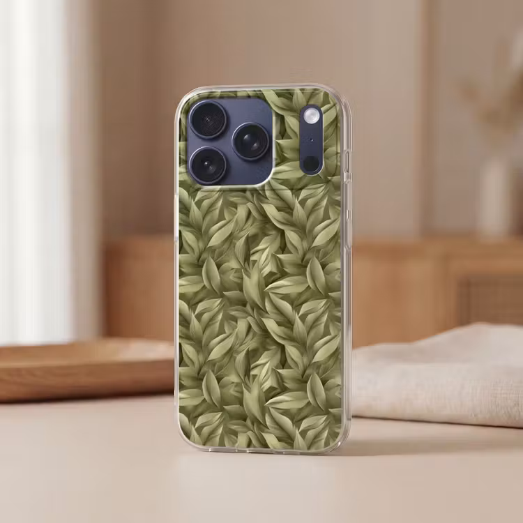 Bladeren - Modern - Groen Telefoonhoesje iPhone 17 Pro klein 878 -sfeer2
