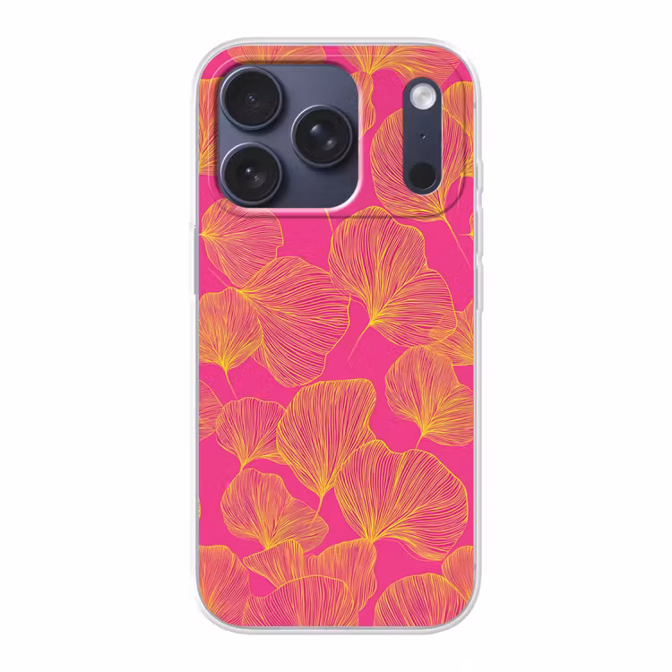 Bladeren - Nerven - Grafisch - Roze Telefoonhoesje iPhone 17 Pro klein -3d