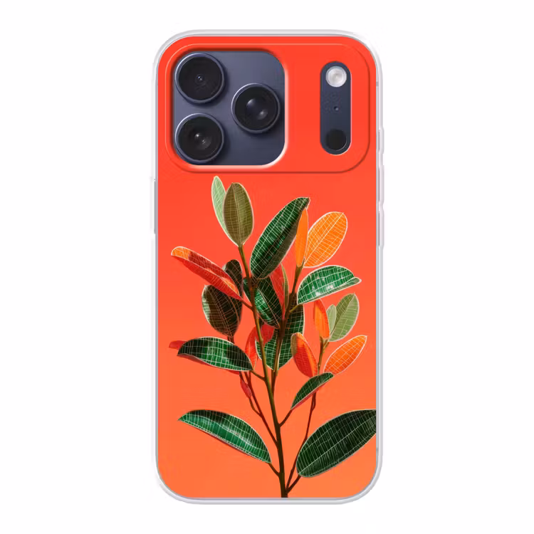 Bladeren - Nerven - Oranje - Structuur Telefoonhoesje iPhone 17 Pro klein -3d