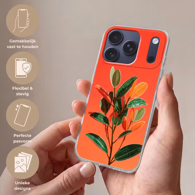 Bladeren - Nerven - Oranje - Structuur Telefoonhoesje iPhone 17 Pro klein -sfeer3_NL