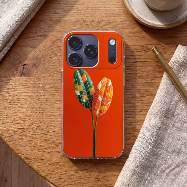 Bladeren - Ovaal - Mozaïek - Patroon Telefoonhoesje iPhone 17 Pro klein -sfeer1