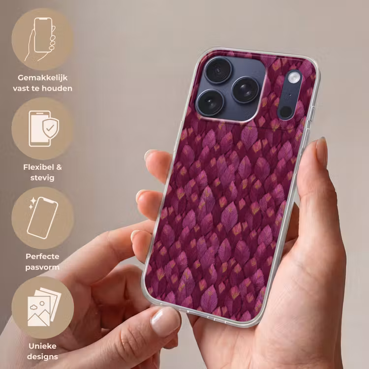 Bladeren - Patroon - Burgundy Telefoonhoesje iPhone 17 Pro klein 878 -sfeer3_NL