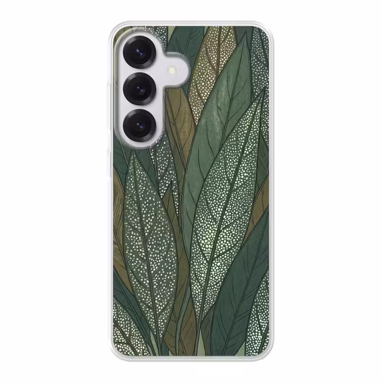 Bladeren - Patroon - Gestippeld - Natuur - Groen Telefoonhoesje Samsung Galaxy S26 klein -3d