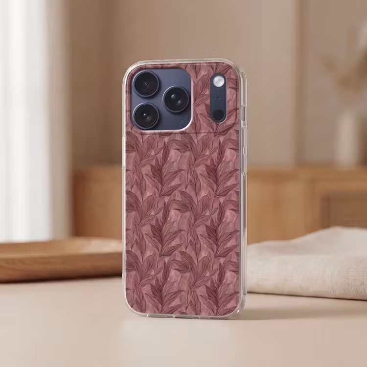 Bladeren - Patroon - Paars Telefoonhoesje iPhone 17 Pro klein 878 -sfeer2