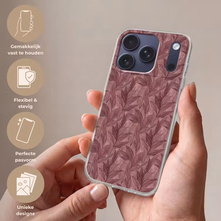 Bladeren - Patroon - Paars Telefoonhoesje iPhone 17 Pro klein 878 -sfeer3_NL