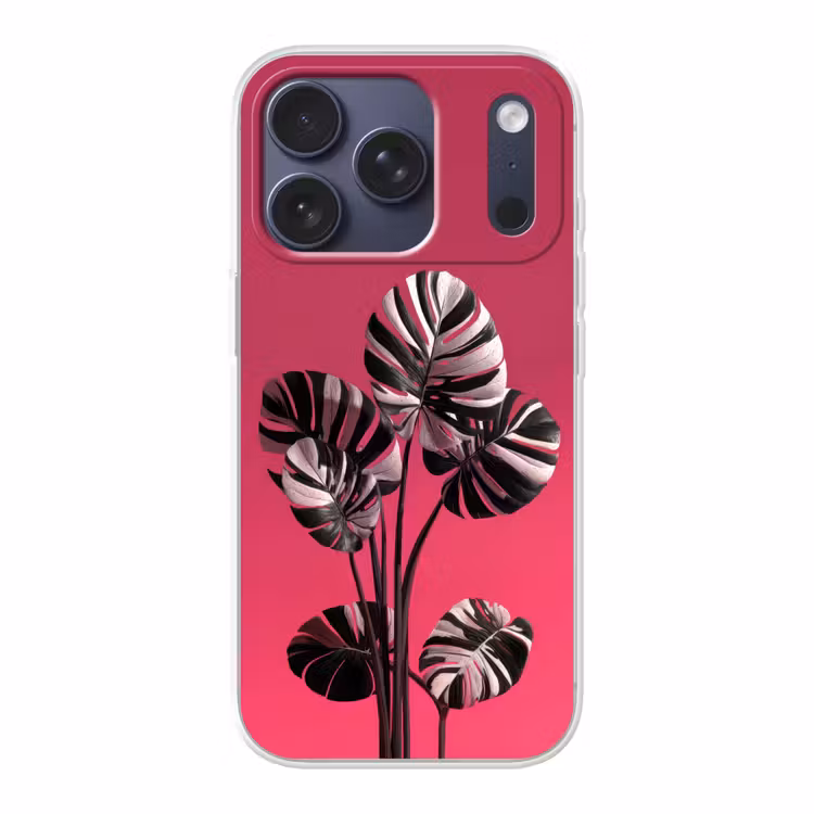Bladeren - Rond - Roze Telefoonhoesje iPhone 17 Pro klein -3d