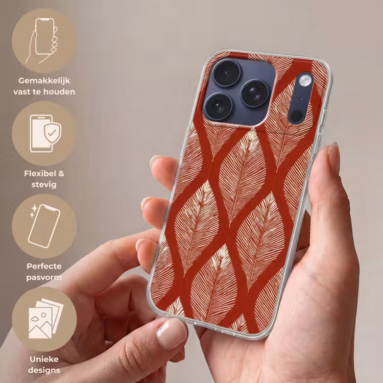 Bladeren - Rood - Elegant Telefoonhoesje iPhone 17 Pro klein -sfeer3_NL