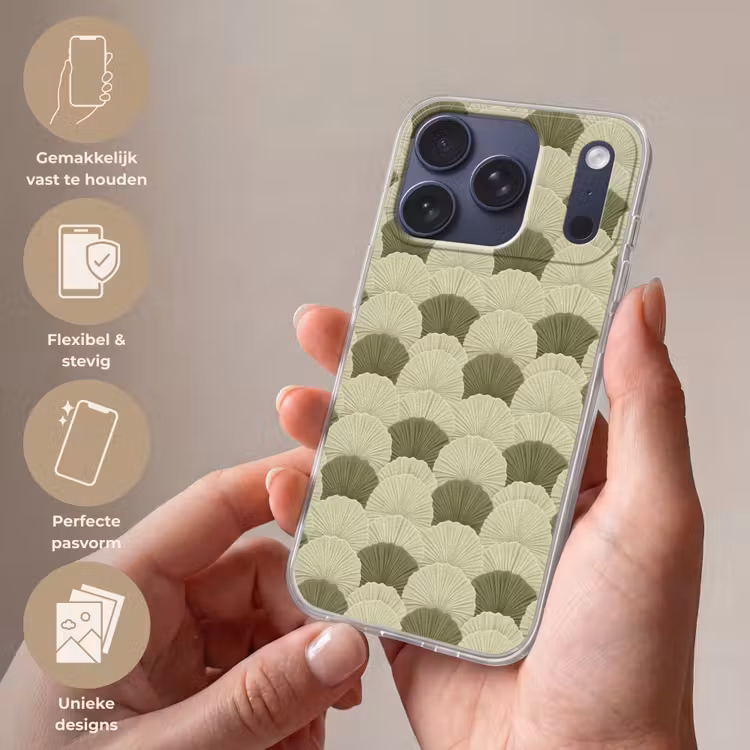 Bladeren - Structuur - Groen Telefoonhoesje iPhone 17 Pro klein 878 -sfeer3_NL