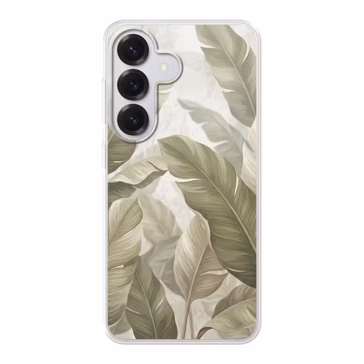 Bladeren - Tropisch - Natuur - Abstract - Beige Telefoonhoesje Samsung Galaxy S26 klein -3d