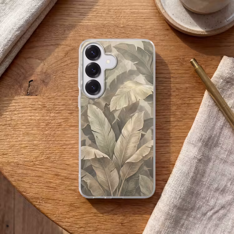 Bladeren - Tropisch - Natuur - Modern - Beige Telefoonhoesje Samsung Galaxy S26 klein -sfeer1