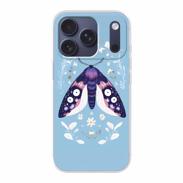 Bladeren - Wit - Vlinder - Insect Telefoonhoesje iPhone 17 Pro klein -3d