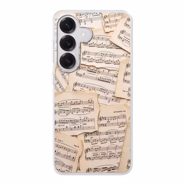 Bladmuziek - Oud - Noten - Vintage - Beige Telefoonhoesje Samsung Galaxy S26 klein -3d
