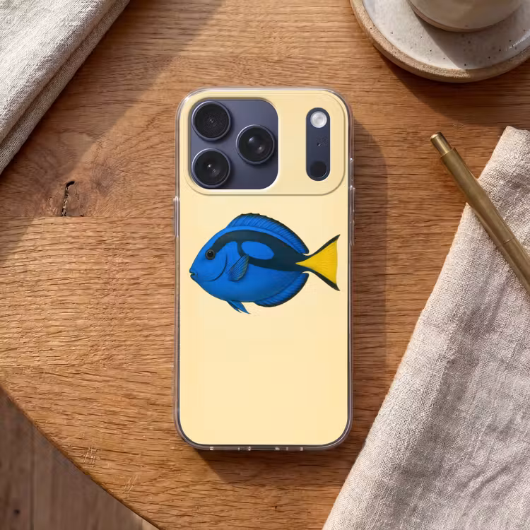 Blauw - Dory - Vis - Staartvin Telefoonhoesje iPhone 17 Pro klein -sfeer1