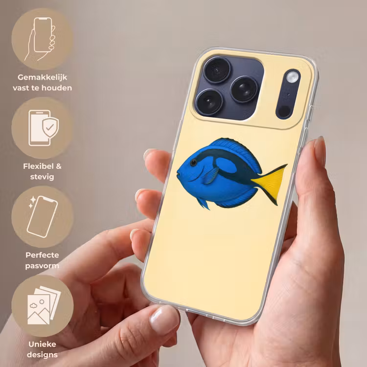 Blauw - Dory - Vis - Staartvin Telefoonhoesje iPhone 17 Pro klein -sfeer3_NL
